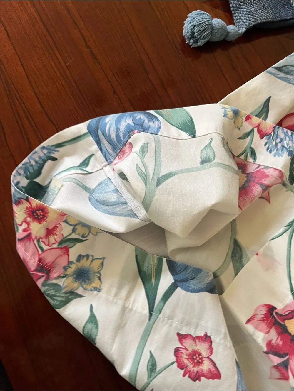 Vintage Floral with Blue Tulip Print pillow case